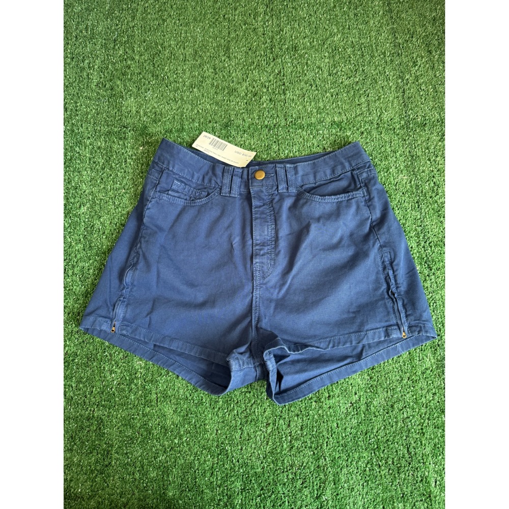 American Apparel Navy Blue Stretch Twill High Waist Side Zip Shorts 28/29
